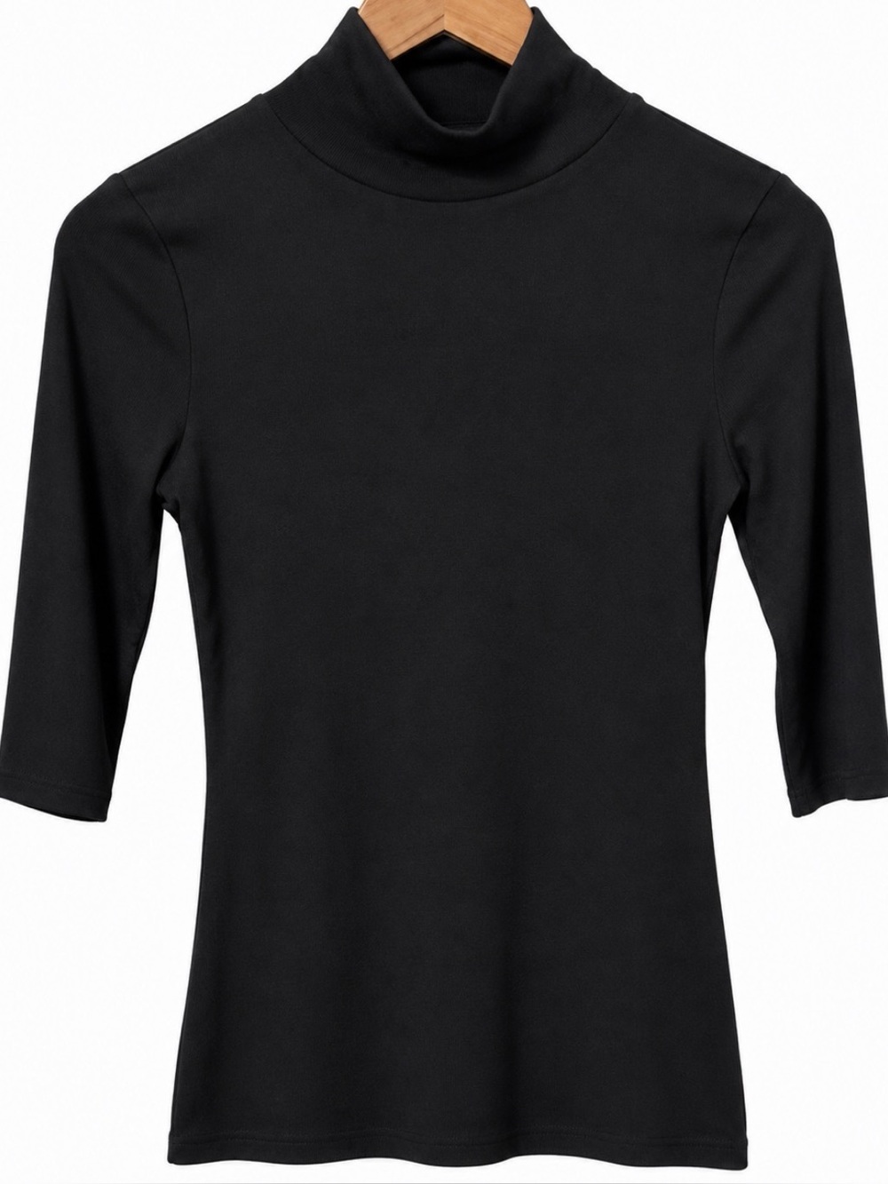 Women's Black Slim Turtleneck Long Sleeve Top